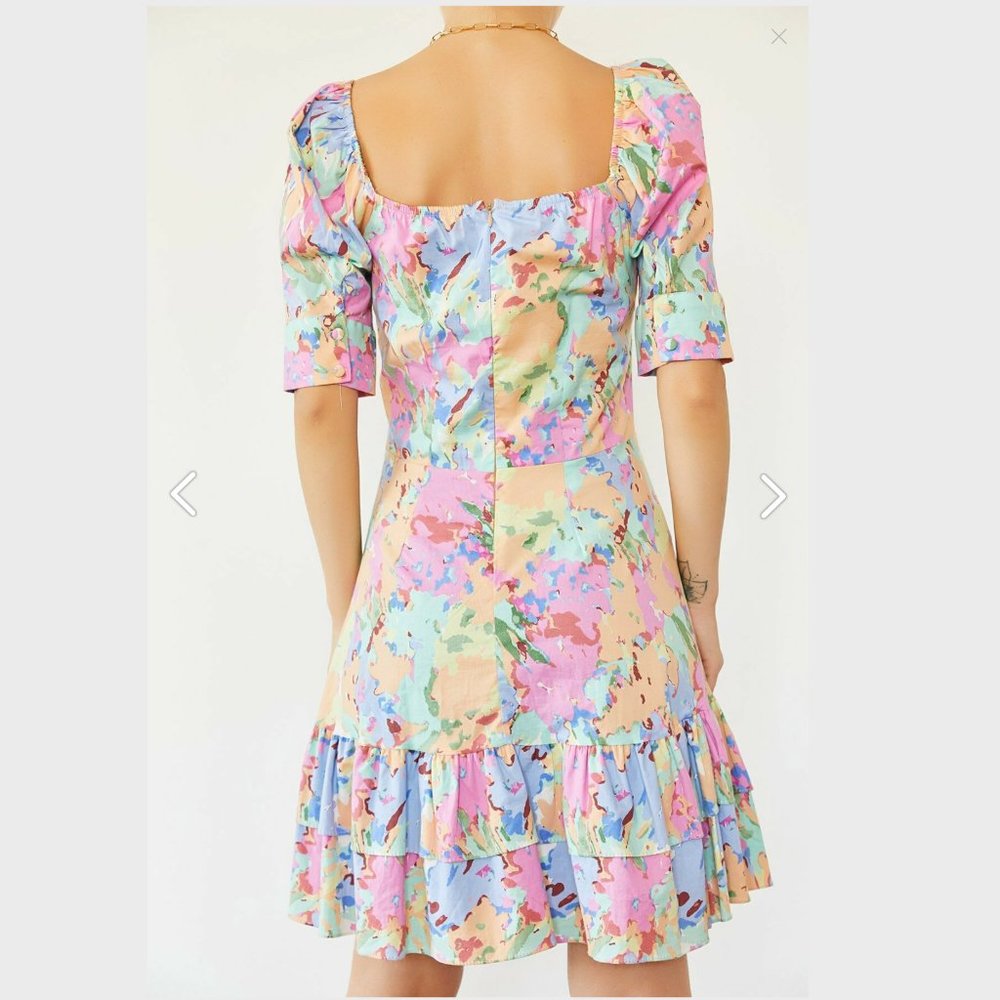 Organic Turquoise Skirt Frilly Patterned Dress - Picture 4 of 6